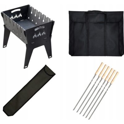 Комплект мангал разборный 3 мм «Лист» с шампурами 6 шт и чехлом